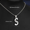 Silvery Alphabet Pendant Necklace (A-D) with Sparkling Stones - Stainless Steel Initial Necklace, Personalized Gift