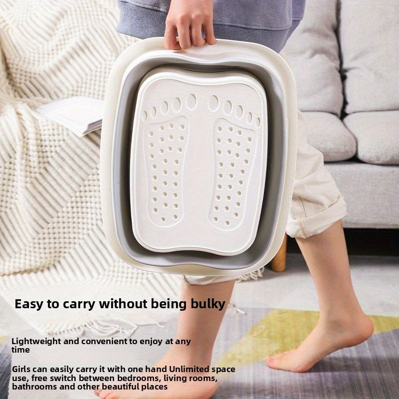 Foldable Foot Bath Tub with Massage Protrusions, Portable Deep Foot Spa – Space-Saving PP Soaking Tub for Home, No Electricity