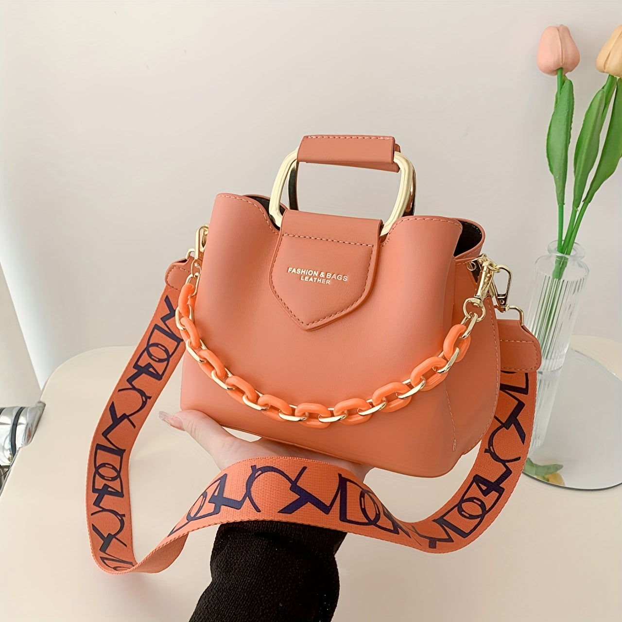 Women's PU Leather Top Handle Bucket Bag - Trendy Casual Shoulder Satchel & Messenger Purse