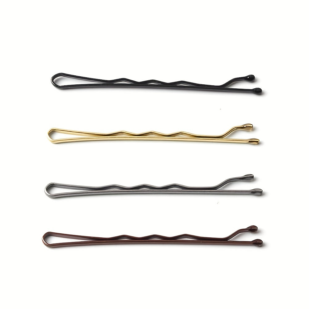 1.96-Inch (5 cm) Metal One-Word Hair Clip Barrette, Minimalist Wavy Edge Hairpin for Women