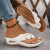 Women's Floral Slip-On Flip Flops – Casual Open-Toe PU Sole Sandals, Comfortable Flat Platform