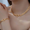 2-Piece Gold Stainless Steel Heart Pendant Necklace & Bracelet Set – Mother's Day Gift
