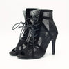 Women's Breathable Mesh Stiletto Heels Peep Toe D'Orsay Lace-Up Dress Pumps