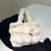 Faux Fur Hobo Bag for Women — Plush Shoulder Bag with Magnetic Closure & Leather Lining (White, Pink, Khaki, Grey)