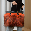 Faux Fur Handbag for Women – Lightweight Sequin-Embellished Tote with Magnetic Closure & Removable Strap