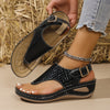 Women’s White High Wedge Sandals with Adjustable Metallic Buckle – Cushioned Insole Open Toe Heels for Party & Office