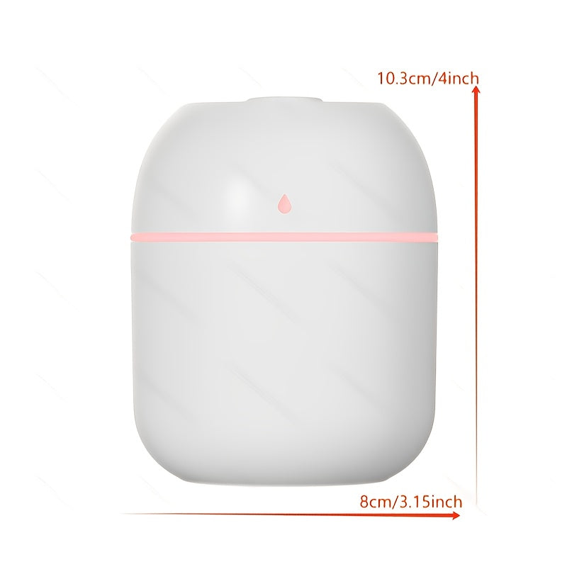 220ml (7.4 fl oz) Portable Humidifier & Essential Oil Diffuser, USB Powered, Warm Mist, Pre-Filter, Sleek Cylindrical Transparent Design