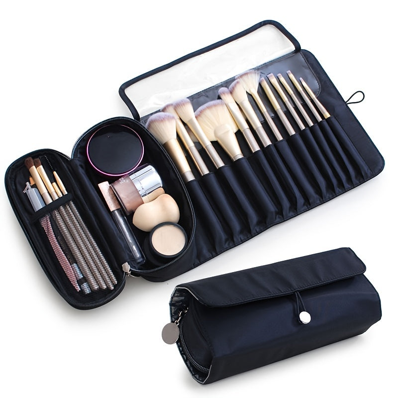 Large Capacity Makeup Brush Organizer Cosmetic Bag – Korean-Style Portable Pouch for Students & Travel