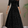 Velvet Square Neck A-Line Dress Long Sleeve Swing Dress for Women, Spring & Fall