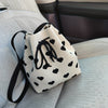 Heart Pattern Drawstring Bucket Bag for Women - Classic All-Match Handbag