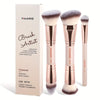 2-Pack Double-Ended Foundation & Contour Makeup Brushes with Travel Case - Round, Flat & Beveled Soft Fiber