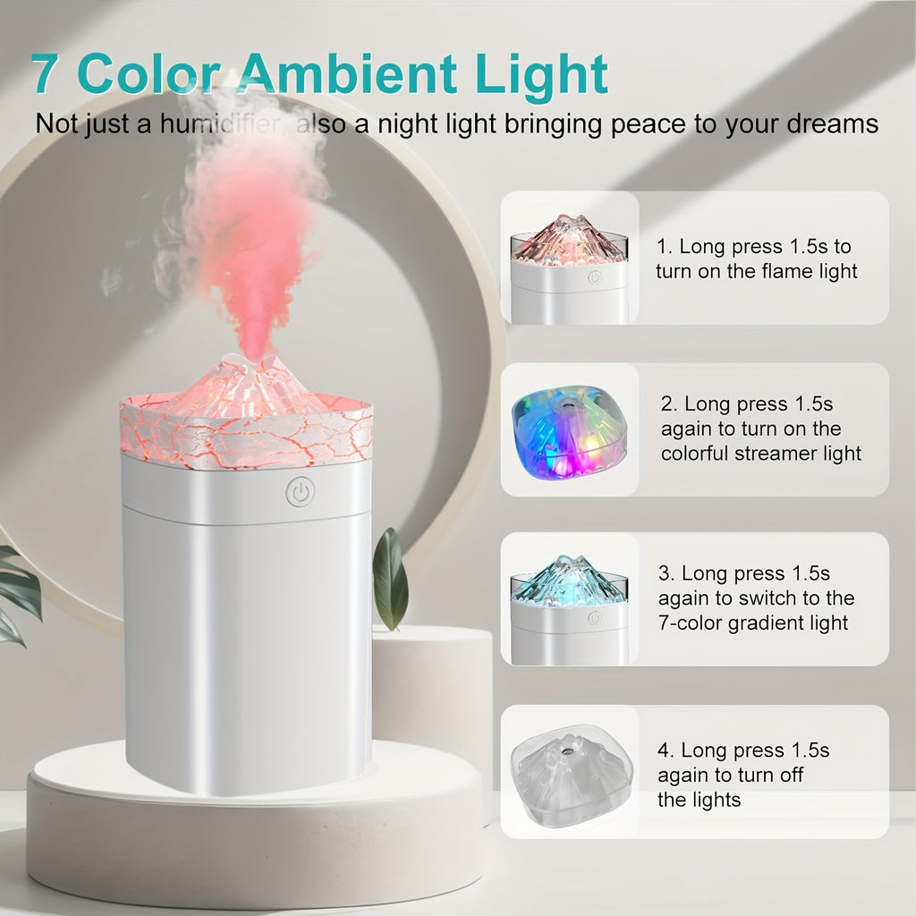 Volcano Dazzle Aroma Diffuser Humidifier with 8-Pack Essential Oil Set — Sweet Orange, Lemon, Vanilla, Sandalwood, White Tea, Peppermint, Lavender, Rose — Home Fragrance & Candle Making