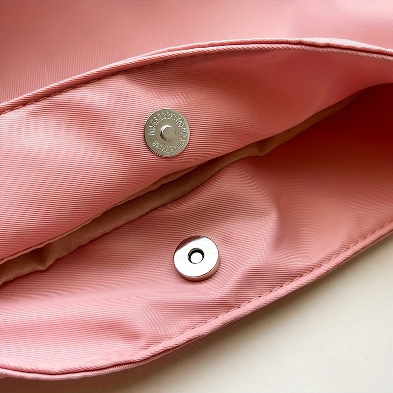 Women's Nylon Underarm Crossbody Bucket Bag – Embroidered Single Shoulder Handbag (Black, White)