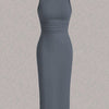 Elegant Sleeveless Crew Neck Bodycon Dress for Women Ruched Bust Spring Summer