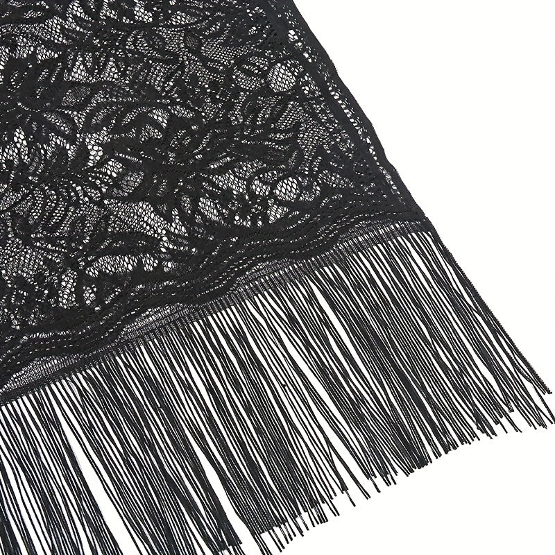 Lightweight Fringe Shawl Wrap for Women — Solid Floral Lace Evening Scarf for Weddings & Parties