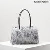 Burgundy Plush Shoulder Bag — Y2K Square PU-Trim Underarm Handbag for Women