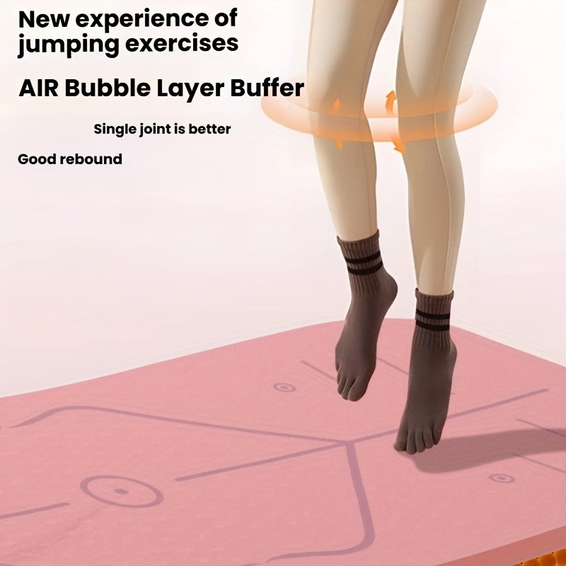 TPE Non-Slip Thick Yoga Mat with Carry Bag & Straps - Cushioned Exercise Mat for Home, Gym & Outdoor (Grey, Purple, Transparent Pink)