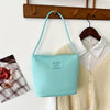 Women's Nylon Underarm Crossbody Bucket Bag – Embroidered Single Shoulder Handbag (Black, White)