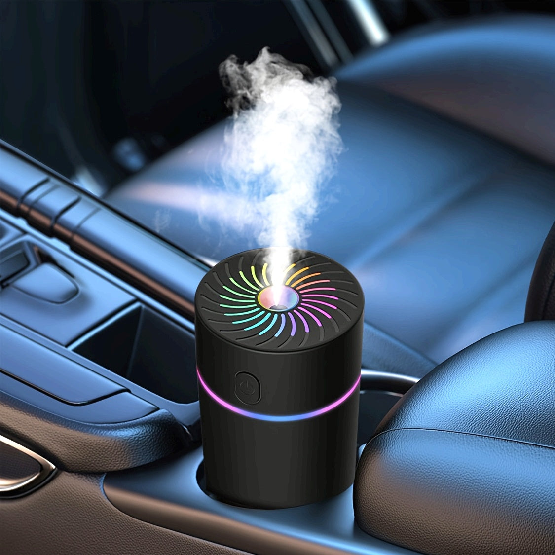 USB Mini Car Air Freshener & Humidifier, Essential Oil Aroma Diffuser with 7-Color LED for Cars, Home, Office, Travel (No Battery)