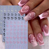 250pcs Heart Nail Stickers – 6 Self-Adhesive Sheets, Black White Pink Heart Nail Art Decals for DIY Manicure, Wedding & Valentine’s Day
