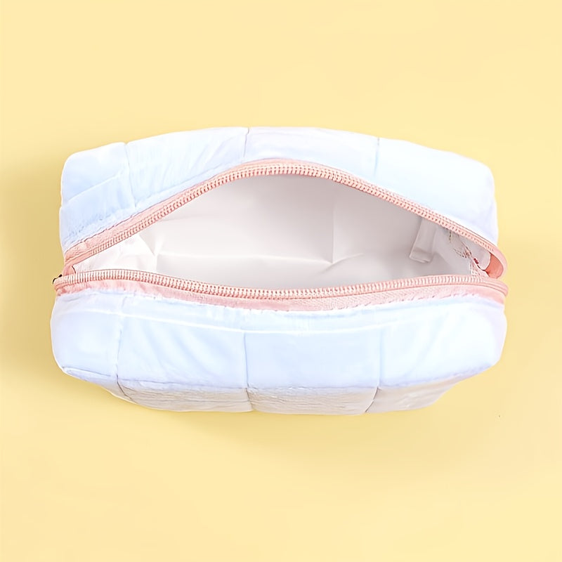 Chic Minimalist Large-Capacity Cosmetic Bag for Women and Students, Polyester Travel Makeup Pouch Organizer