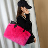 Faux Fur Handbag for Women – Lightweight Sequin-Embellished Tote with Magnetic Closure & Removable Strap