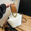 Elegant Women's PU Leather Bucket Crossbody Bag – Small Zippered Crossbody with Detachable Adjustable Strap & Gold-Tone Hardware
