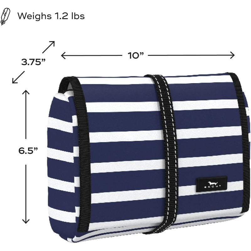 SCOUT Burrito Hanging Toiletry Bag - 3-Compartment Roll-Up Cosmetic Organizer with Hook for Travel
