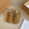 Women's Retro Slip-On Loafers with Thick Rubber Sole, Round Toe and Adjustable Buckle Strap - Casual Summer Shoes