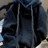 Cozy Pink Hooded Knit Sweater with Pockets - Warm Fall Winter Pullover for Women
