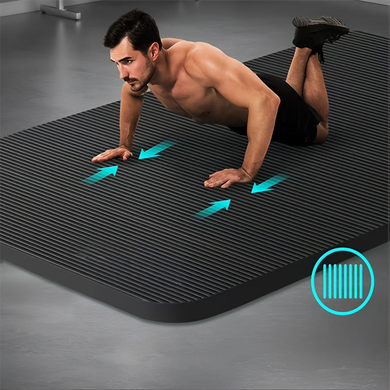 High-Density 15mm Thick Tear-Resistant Yoga Mat with Carry Straps & Mesh Pocket - Non-Slip Pilates Exercise Mat (Green/Black)