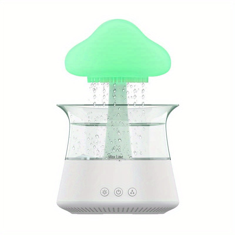 USB Mushroom Night Lamp with Rain-Cloud Aromatherapy Diffuser & Ultra-Quiet Humidifier — White Zen Home Decor for Bedroom & Office