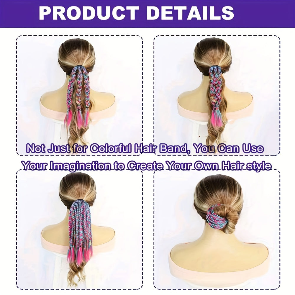 Set of 12 Clip-In Pastel Hair Extensions – Heat-Resistant Synthetic, No-Glue Easy Clips for Ponytails, Braids & Cosplay (Pink Blue Purple Teal)