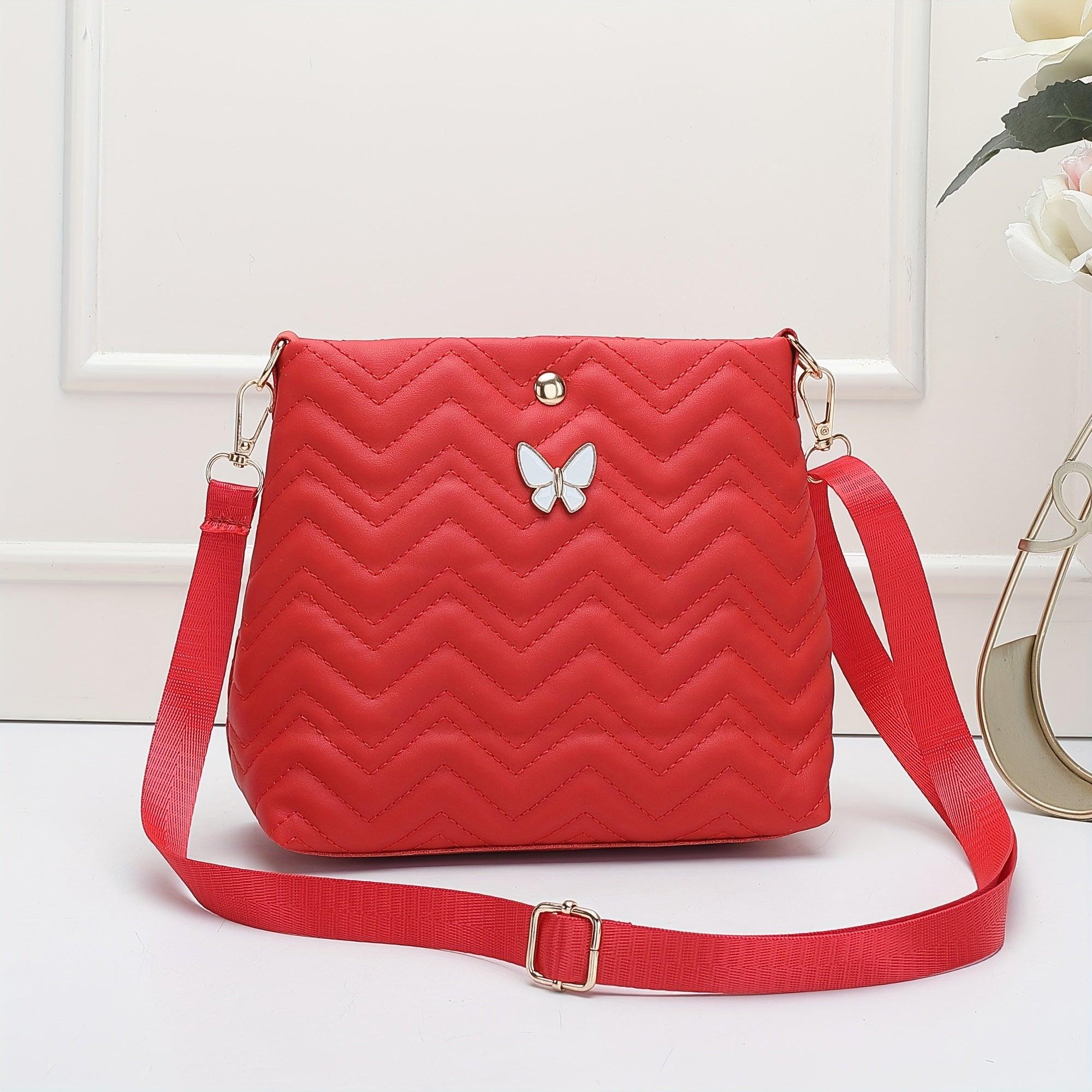 Wave Quilted Mini Bucket Crossbody Bag - Women's Trendy Shoulder Handbag & Purse