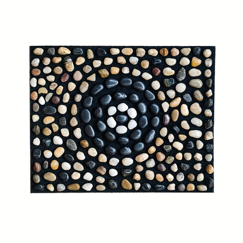 Natural Stone Foot Massage Mat with Roller – Reflexology Stone Road Pad for Blood Circulation & Deep Relaxation, Gift Box