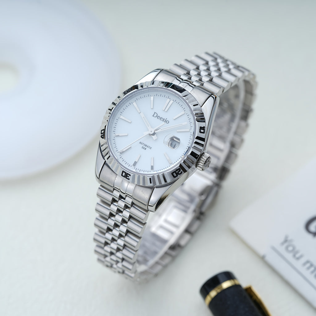 Deesio Women's Automatic Mechanical Watch with Moon-Phase Calendar, Stainless Steel Bracelet - Elegant Ladies Gift