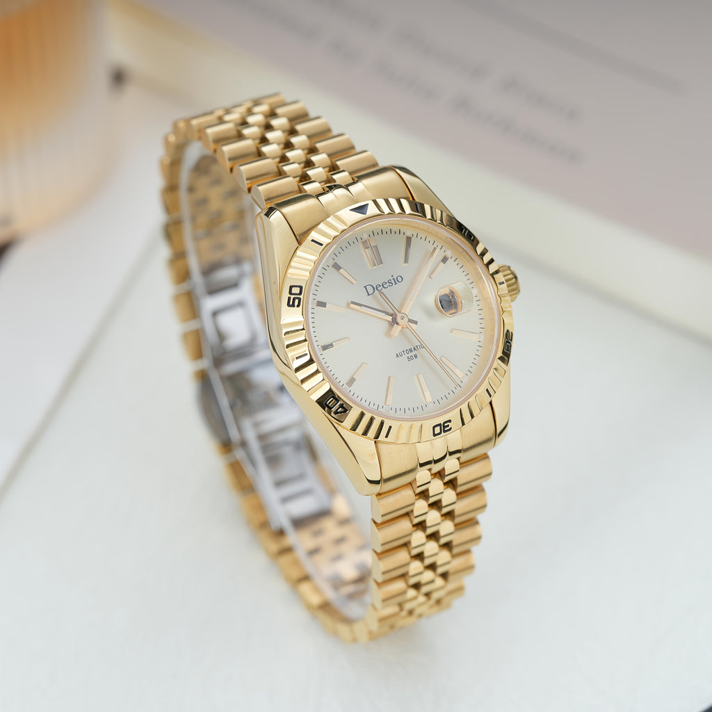 Deesio Women's Automatic Mechanical Watch with Moon-Phase Calendar, Stainless Steel Bracelet - Elegant Ladies Gift