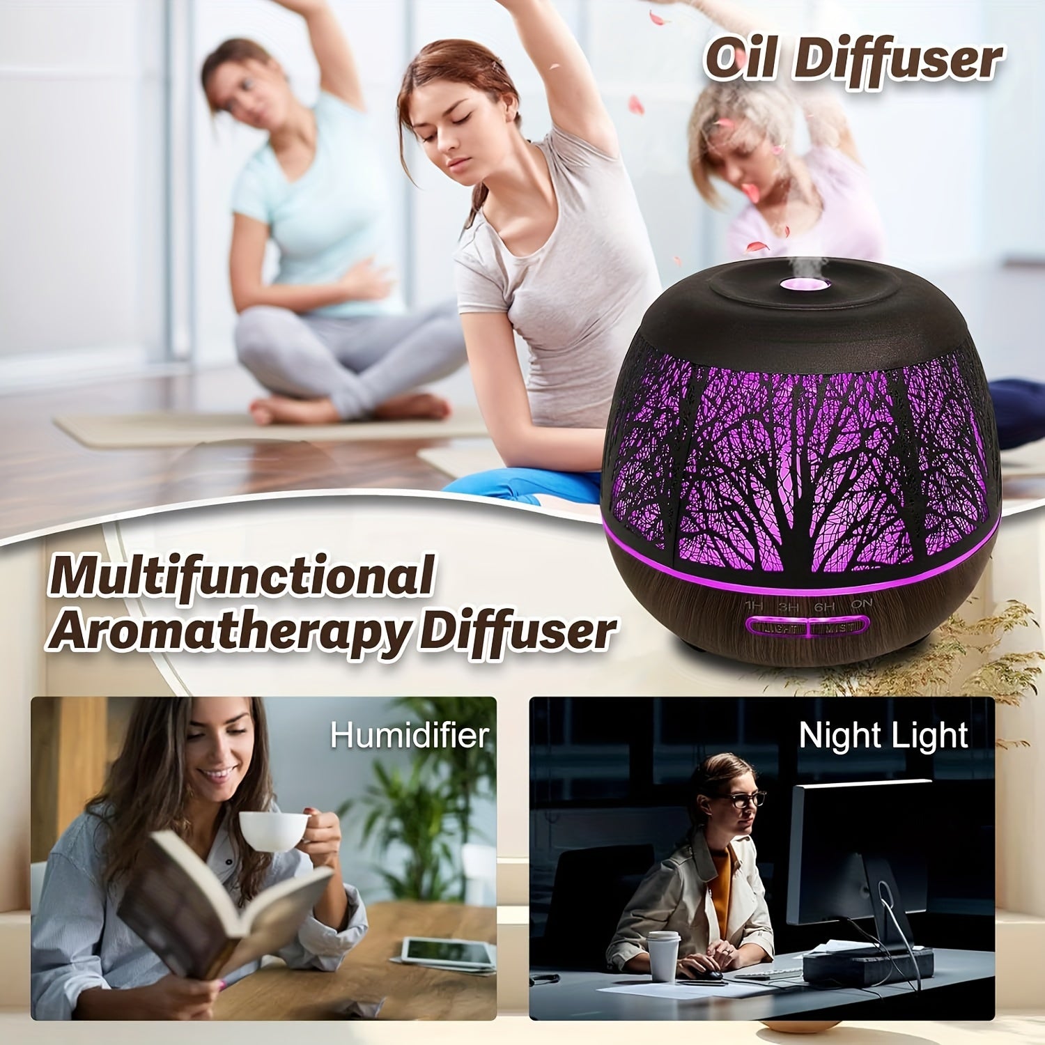 400ml Ultrasonic Essential Oil Diffuser with Remote — 7-Color LED Cold Mist Humidifier, USB-Powered Aromatherapy for Bedroom & Holiday Gifts