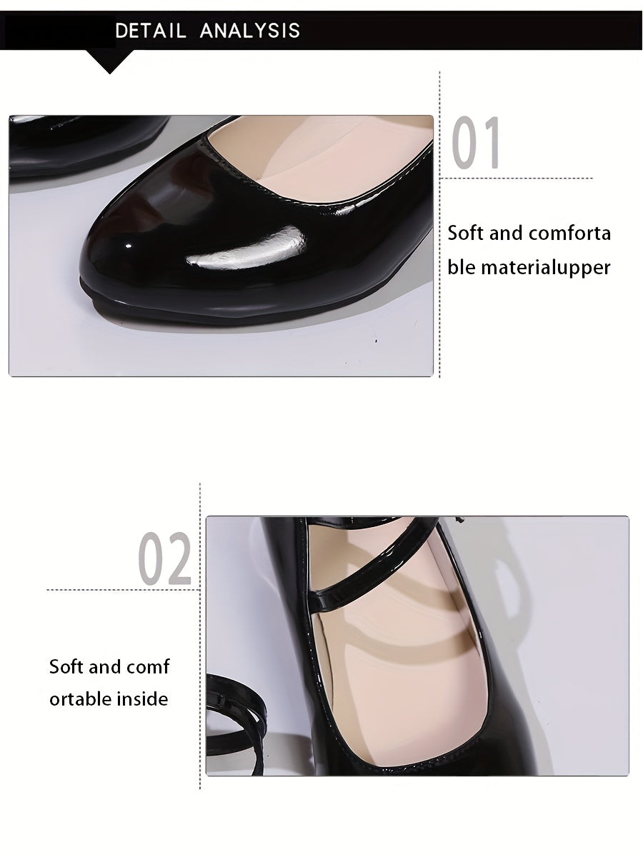 Women's Red Mary Jane Heels with Sparkling Bow & Rhinestone Accent — Chunky Block Heel, Round Toe, Synthetic Upper & Rubber Sole