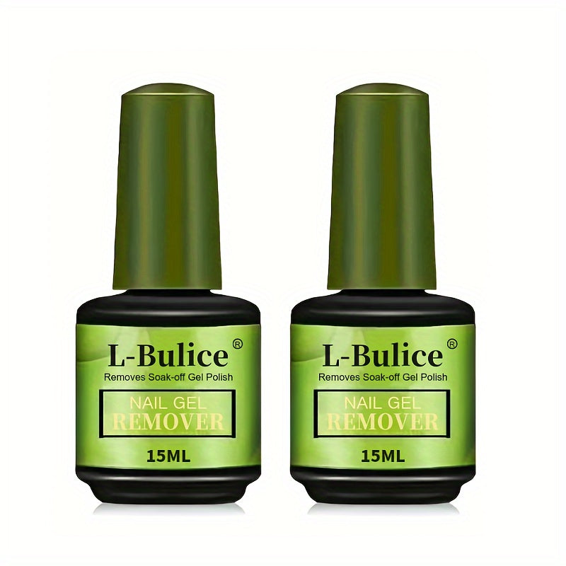 L-BULICE 2-Pack Nail Gel Remover — 15ml Each (0.51 fl oz) Acetone-Free, Unscented & Alcohol-Free Liquid Manicure Polish Remover