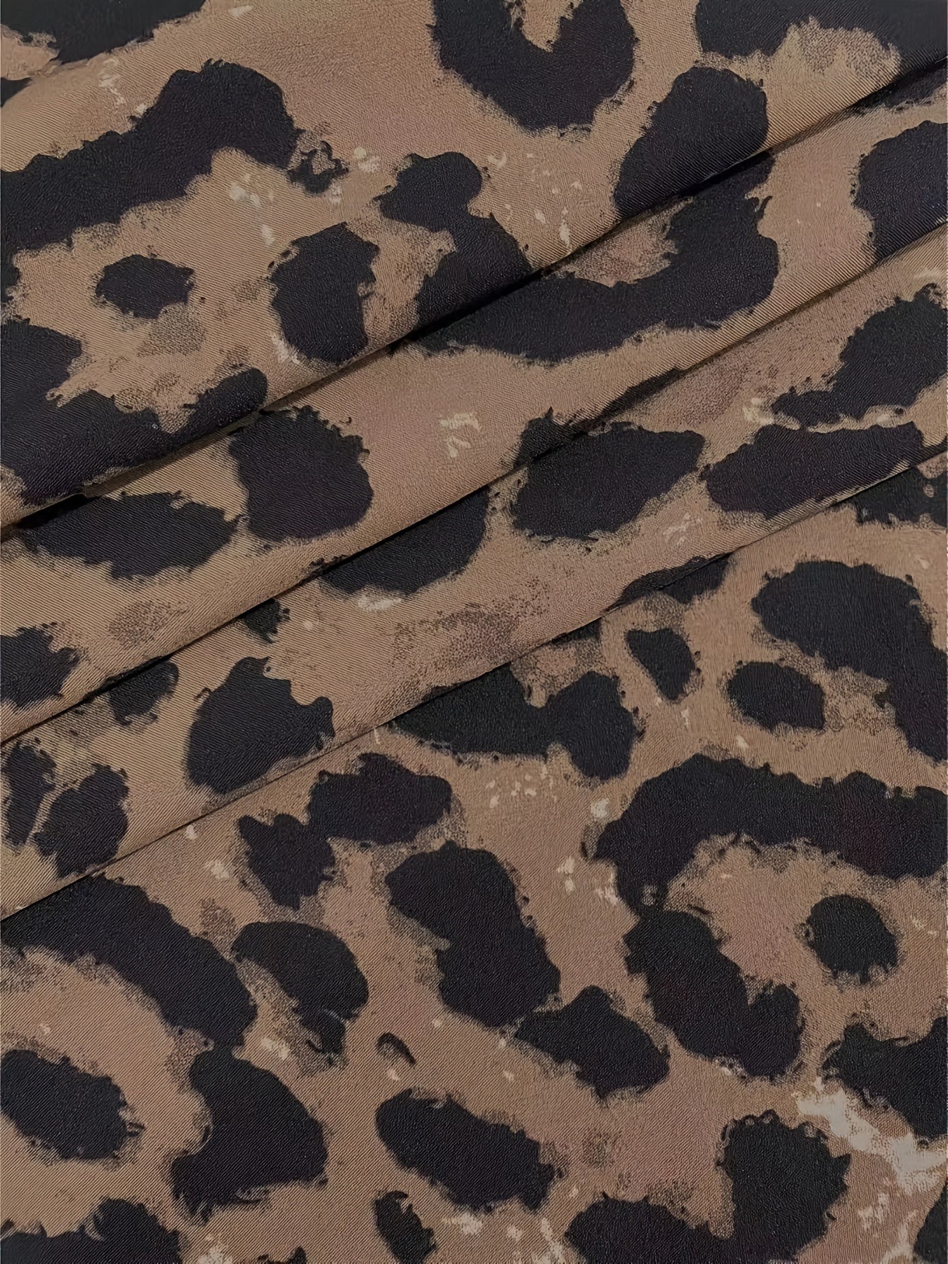 Tie-Front Leopard Print Blouse - Women's Crew Neck Casual Top for Spring & Summer