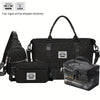 4-in-1 Travel Tote Bag Set – Large Capacity Travel & Gym Tote with Chest Bag, Makeup Pouch & Waist Pack – White, Black, Pink