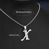 Silvery Alphabet Pendant Necklace (A-D) with Sparkling Stones - Stainless Steel Initial Necklace, Personalized Gift