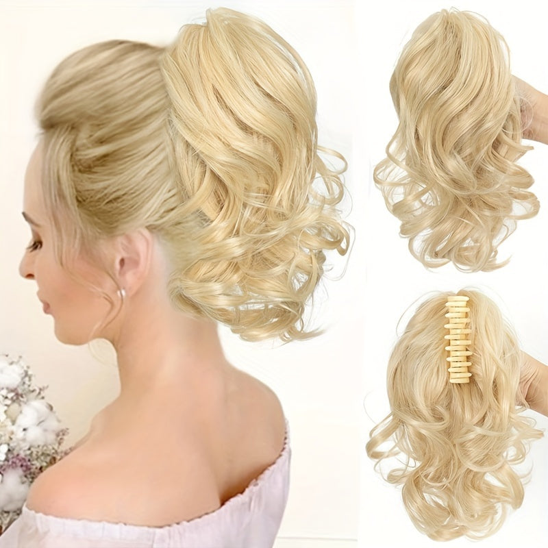 Curly Wave Clip-In Ponytail Hair Extension for Women - Synthetic High-Temperature Fiber Clip-On Hairpiece