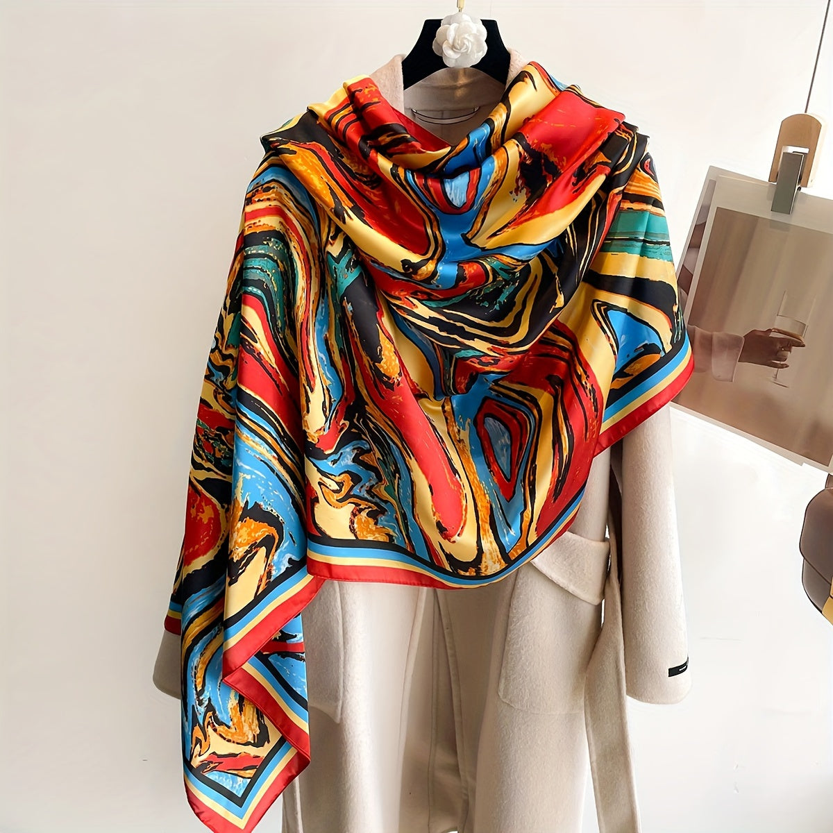 Elegant Landscape Print Scarf Shawl 35.4 in × 70.9 in (90 × 180 cm) Windproof Versatile Wrap for Women Hijab