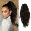 7JHH WIGS Water Wave Clip-In Ponytail Extensions – 18-inch (45 cm) Light Beige & Brown with Blonde Highlights, Natural Brown Roots, Heat-Resistant Synthetic for Volume & Length
