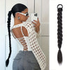 Box Braided Long Ponytail Extension for Women – Synthetic High-Temp Fiber with Elastic Hair Tie