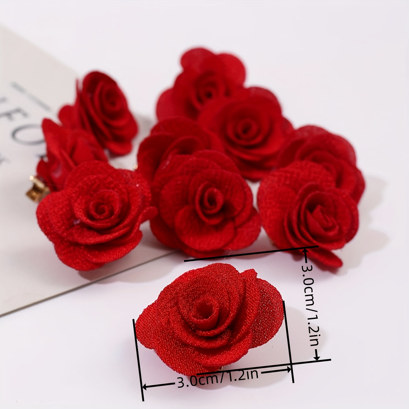 10-Pack Red Fabric Rose Hair Clips – Romantic Bridal, Wedding & Valentine's Day Floral Headwear