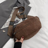 Corduroy Waist & Crossbody Belt Bag, Retro Chest Bag with Adjustable Strap for Streetwear