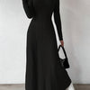 White Ribbed Knit Crew Neck Long Sleeve Bodycon Dress for Women, Fall Casual Chic